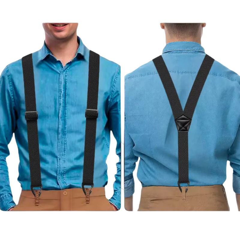 ⚡50K+ SOLD!💥ONLY ￡7.99!!📢Men's X-Back Suspenders with Hook Clips