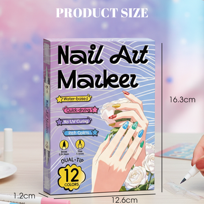 🎨🔥Only £7.99 Last Day Promotion!🎁50K+ SOLD!✨Dual-Tip Nail Art Marker Pen Set Quick‑dry, no UV lamp. Fine & brush tips. 12/24 vibrant colors. Easy DIY at home. No smudges, just art! 💅🖌️