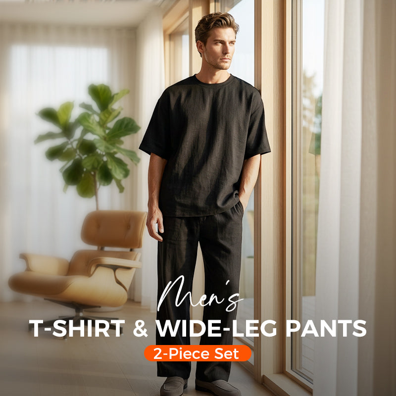 Men's T-Shirt & Wide-Leg Pants 2-Piece Set