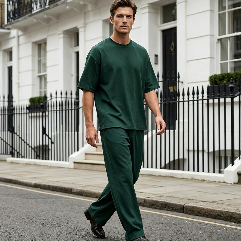 Men's T-Shirt & Wide-Leg Pants 2-Piece Set