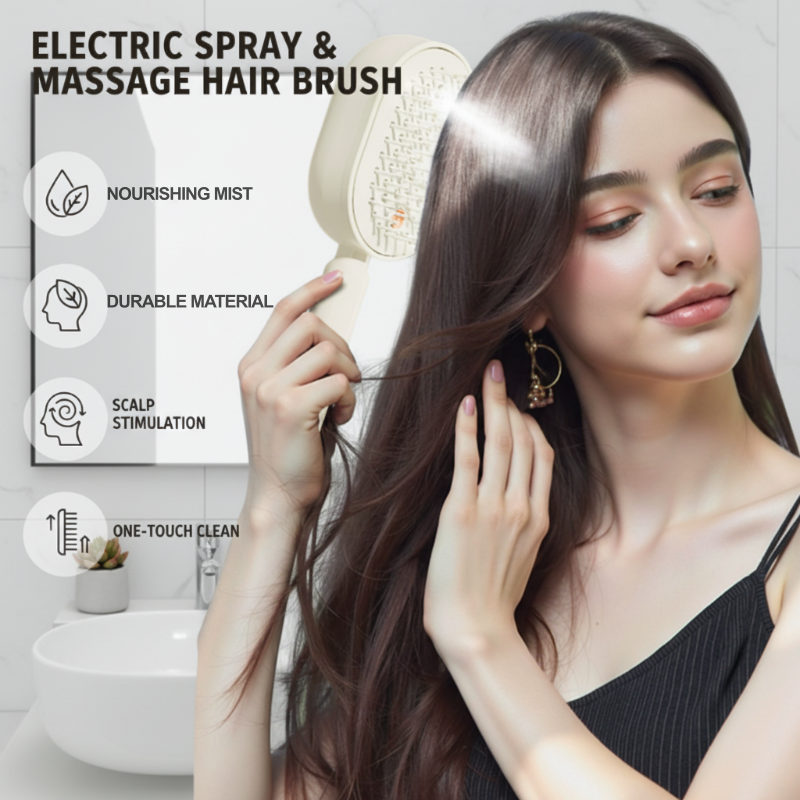 💖LAST DAY SALE ONLY ￡14.99!!💖ProGlide™🇬🇧 Scalp Massager Comb 💆‍♀️ – Self-Cleaning 🧼, Tangle-Free ✂️ & Frizz-Control Hair Brush with Soothing Mist Spray 💨✨ | Perfect for Dry, Brittle Hair 💧🌟