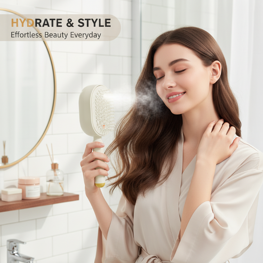 🔥LAST DAY SALE ONLY ￡14.99!!🔥ProGlide™🇬🇧 Scalp Massager Comb 💆‍♀️ – Self-Cleaning 🧼, Tangle-Free ✂️ & Frizz-Control Hair Brush with Soothing Mist Spray 💨✨ | Perfect for Dry, Brittle Hair 💧🌟1