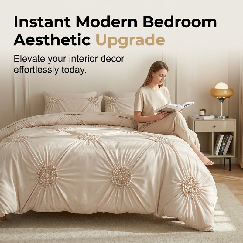 Elegant Pinch Pleat Duvet Cover Set