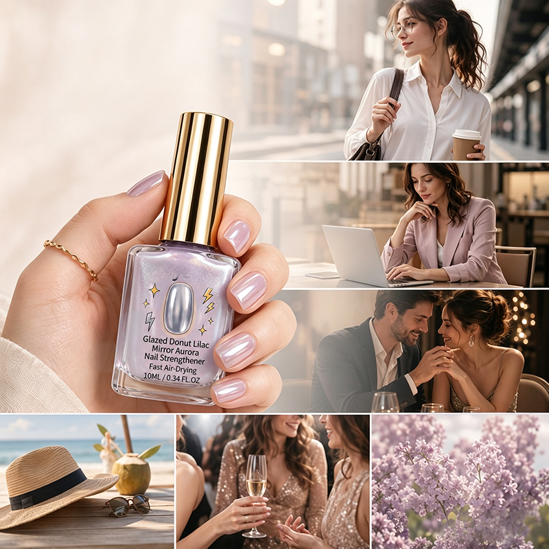 💅⏳LAST DAY SALE ONLY ￡7.99!!✨ 50% OFF! 💜 Lilac Glossy Mirror Nail Strengthener – Fast Air-Dry, Chip-Resistant & Long-Lasting Aurora Finish