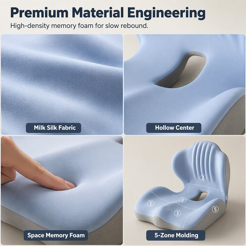🪑55% OFF NOW! ✨Ergonomic memory foam seat cushion with back support