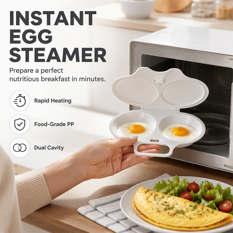 🥳2026 HOT SALE🥳💞50K+ SOLD! 🥗🎁 50% OFF! Microwave Egg Poacher – Dual‑cavity, non‑stick & easy clean. Healthier than frying – stock up & save! 🏠✅