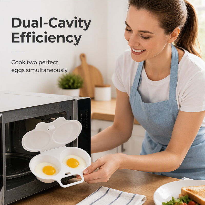 🥳2026 HOT SALE🥳💞50K+ SOLD! 🥗🎁 50% OFF! Microwave Egg Poacher – Dual‑cavity, non‑stick & easy clean. Healthier than frying – stock up & save! 🏠✅
