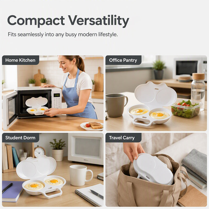 🥳2026 HOT SALE🥳💞50K+ SOLD! 🥗🎁 50% OFF! Microwave Egg Poacher – Dual‑cavity, non‑stick & easy clean. Healthier than frying – stock up & save! 🏠✅