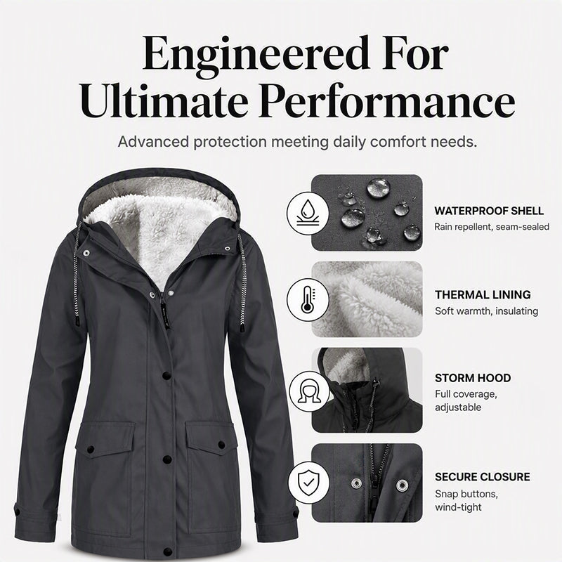⏳ Limited Time 60% Off! 💥Women's Plush-Lined Windproof Hooded Jacket