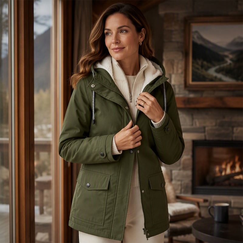 ⏳ Limited Time 60% Off! 💥Women's Plush-Lined Windproof Hooded Jacket