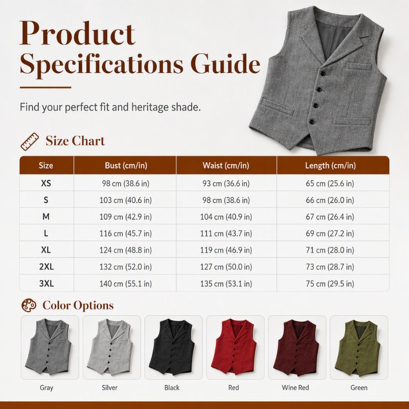 ⏳LAST DAY SALE ONLY￡17.99!🔥✨Men's Vintage Lapel Herringbone Tweed Vest👔🐴