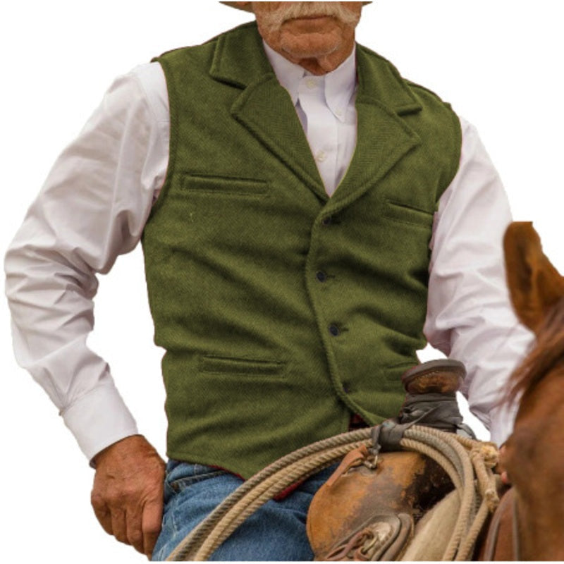 ⏳LAST DAY SALE ONLY￡17.99!🔥✨Men's Vintage Lapel Herringbone Tweed Vest👔🐴