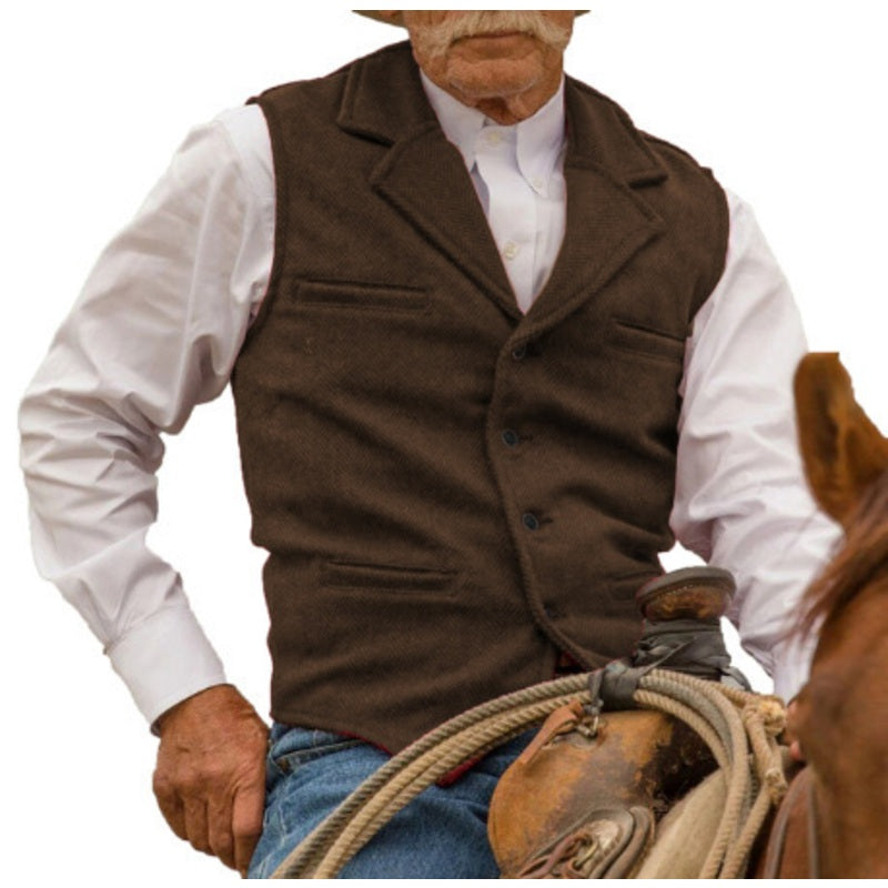⏳LAST DAY SALE ONLY￡17.99!🔥✨Men's Vintage Lapel Herringbone Tweed Vest👔🐴
