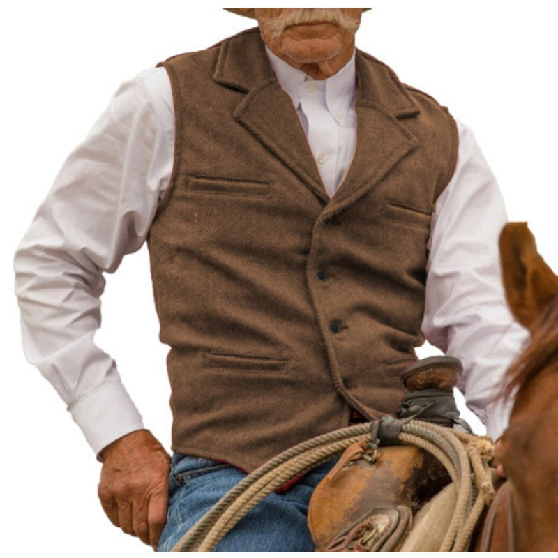 ⏳LAST DAY SALE ONLY￡17.99!🔥✨Men's Vintage Lapel Herringbone Tweed Vest👔🐴