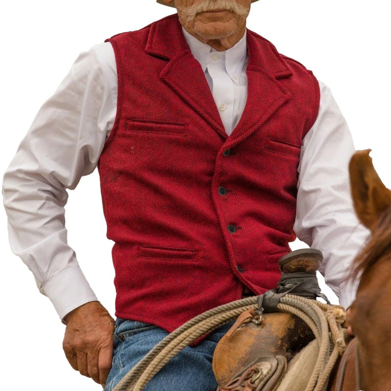 ⏳LAST DAY SALE ONLY￡17.99!🔥✨Men's Vintage Lapel Herringbone Tweed Vest👔🐴