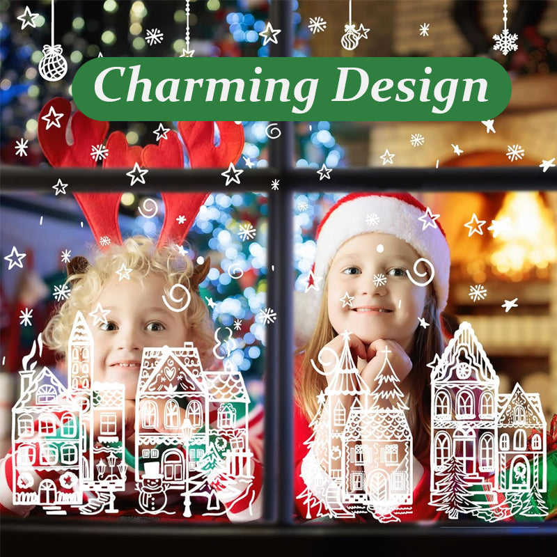 🔥🎁70% OFF!!!-Ready for Christmas! ONLY￡6.99!🎁🎄 Christmas Village Window Sticker Set