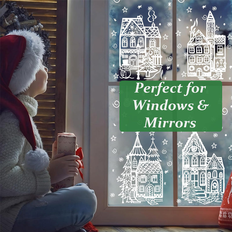 🔥🎁70% OFF!!!-Ready for Christmas! ONLY￡6.99!🎁🎄 Christmas Village Window Sticker Set