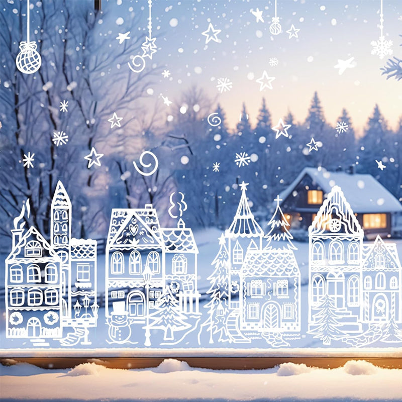 🔥🎁70% OFF!!!-Ready for Christmas! ONLY￡6.99!🎁🎄 Christmas Village Window Sticker Set