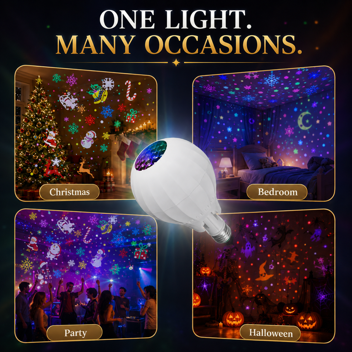 ⏰Christmas Limited Sale 50% OFF!!🎄50K+ SOLD! 🎁💥Rotating Christmas Projector Bulb | 16 Patterns