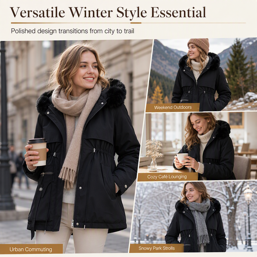 ⏳LAST DAY — ONLY £41.99!!🔥🍁 Women’s Faux Fur-Lined Padded Winter Parka