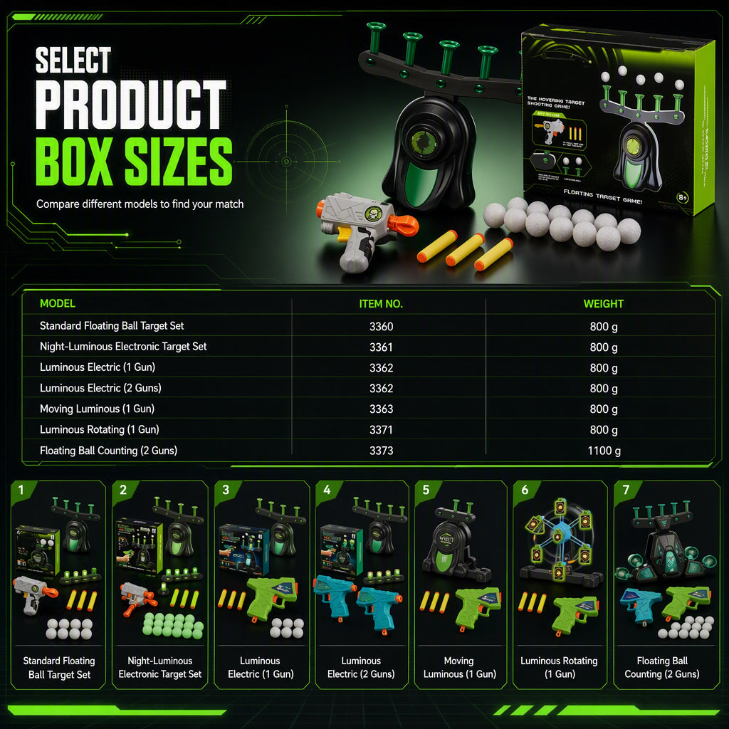 🎁🎅Christmas Special Sale - 70% OFF💝Electric Hovering Ball Target Shooting Game Set with Toy Guns and Floating Balls Glow in the Dark Electronic Target for Kids