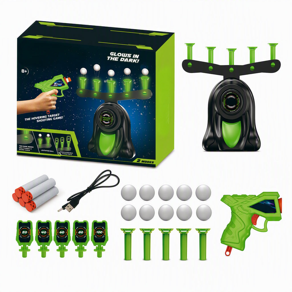 🎁🎅Christmas Special Sale - 70% OFF💝Electric Hovering Ball Target Shooting Game Set with Toy Guns and Floating Balls Glow in the Dark Electronic Target for Kids